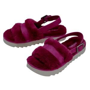 Koolaburra by UGG Fuzz’d Out Fuzzy Slide Sandals Womens 7 EU 38 Pink